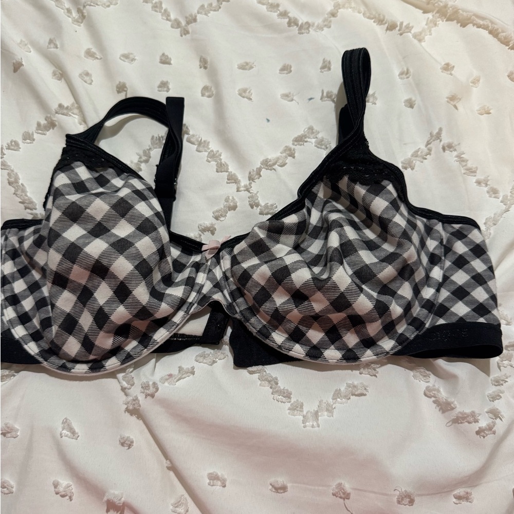 Cacique Black and White Checkered Bra